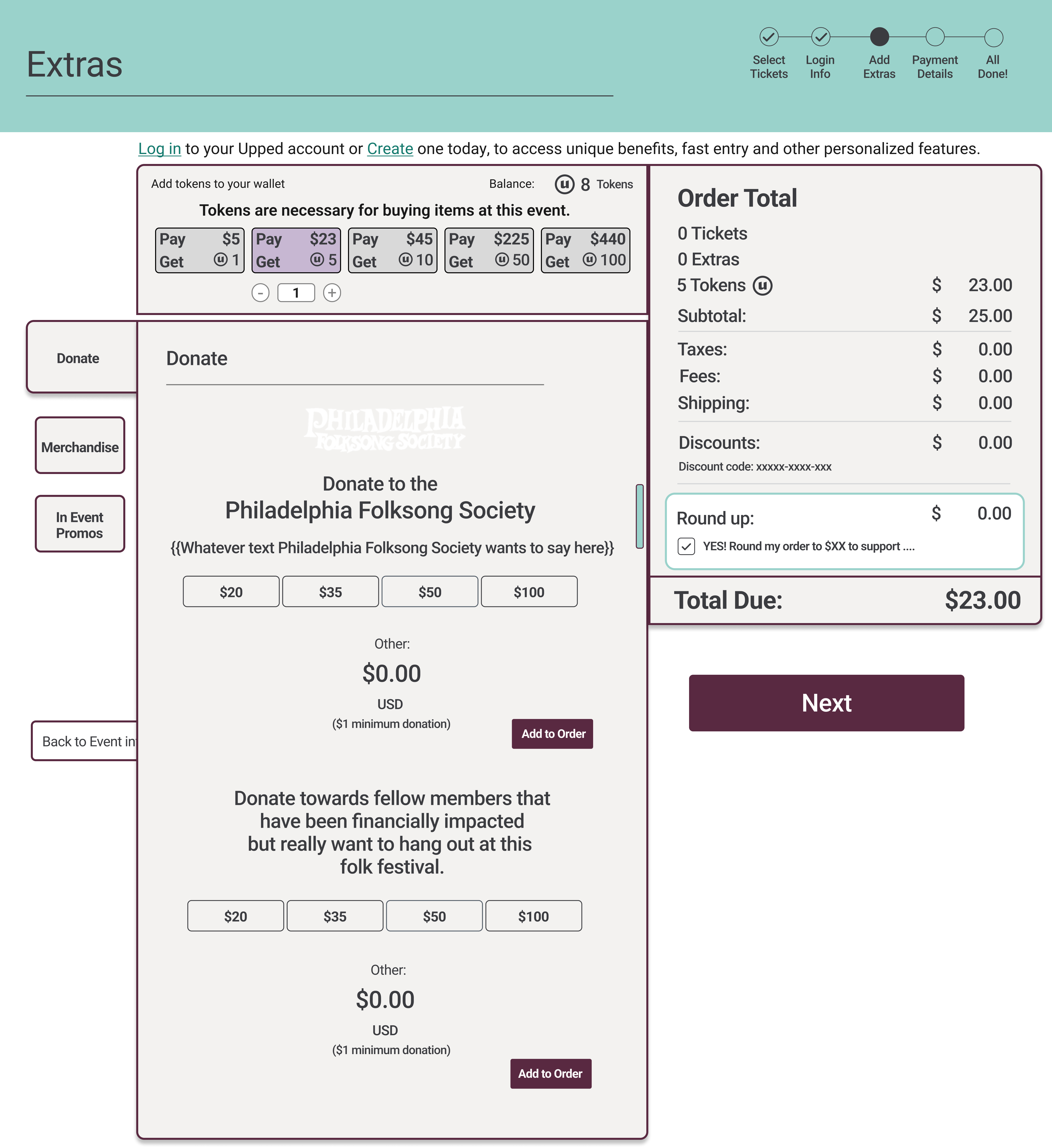 Token system — POS payment selector with token transactions